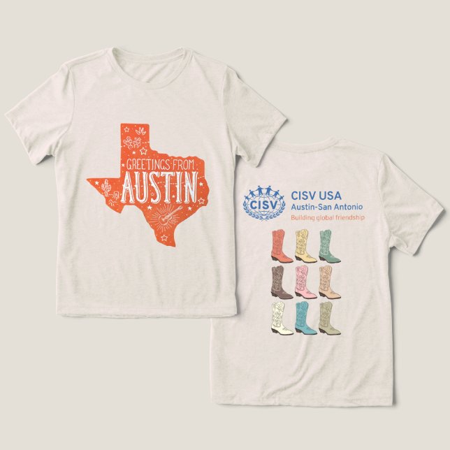CISV Austin Saudações Feminino (Design Frente e Verso)