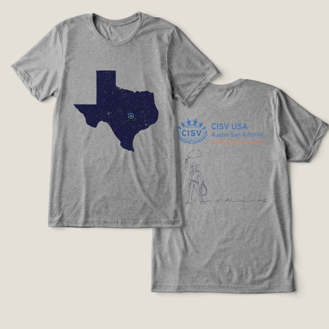 CISV Austin Texas Paz Homens (Design Frente e Verso)