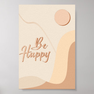 Citação Boho Feliz Tipografia Neutra Impressão
