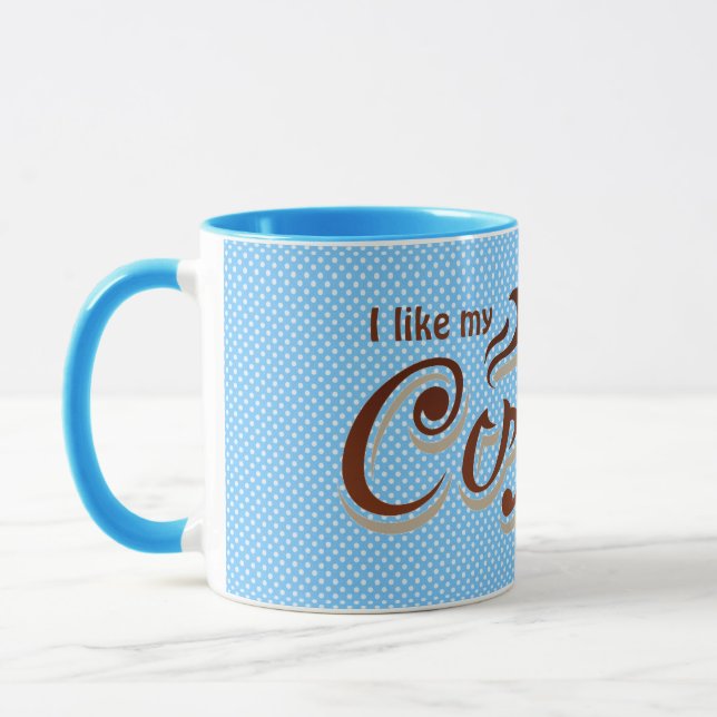 citação de café divertida na caneca de pontos aqua (Esquerda)