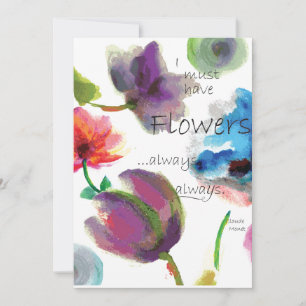 Citação de Claude Monet ~ Aquarela Floral