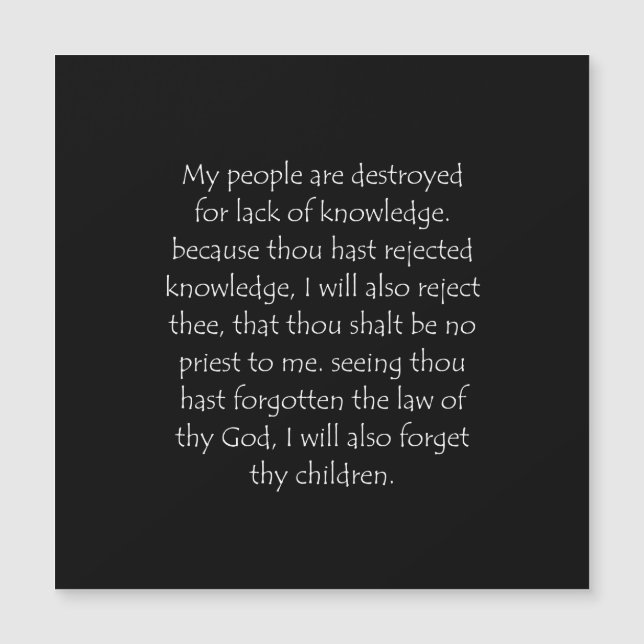 Citação de Escrituras Hosea 4 6 (Frente)