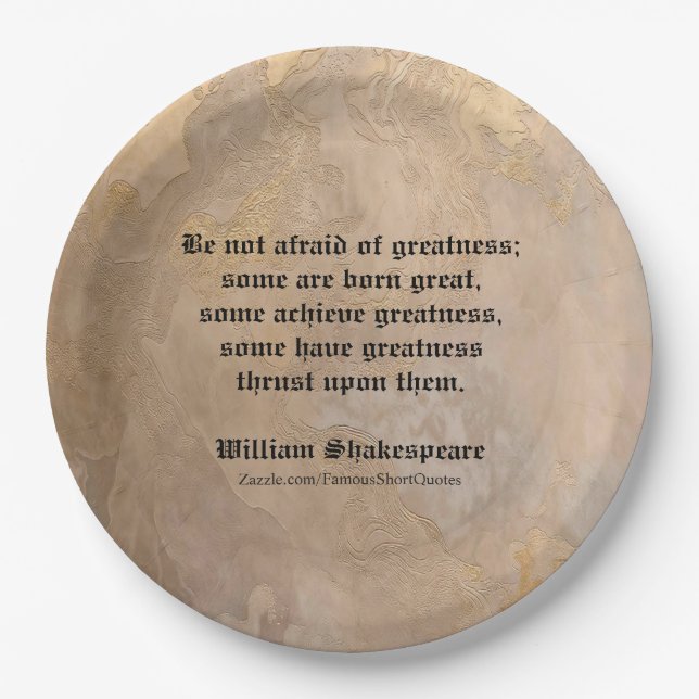 Citação de William Shakespeare - Pratos de papel d (Frente)