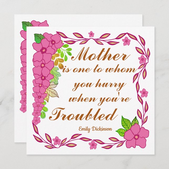 Citação dia de as mães de Emily Dickinson Card (Frente/Verso)