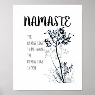 Citação do Namaste poster a preto e branco arte da