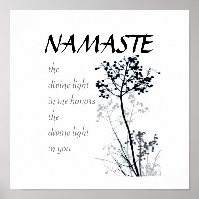 Citação do Namaste poster a preto e branco arte da (Frente)