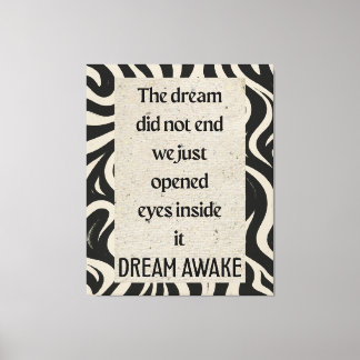 Citação Dream Awake em Impressão Esticada em Tela