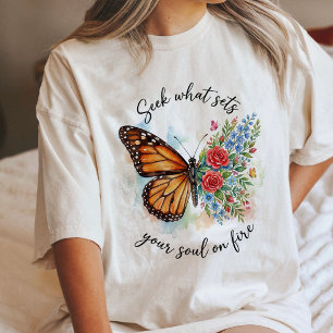 Citação Inspiradora de Aquarela Floral Borboleta