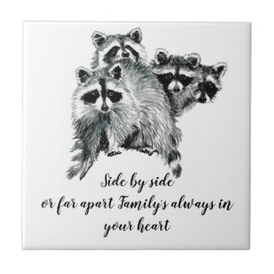Citação Inspirativa da Família Watercolor Raccoon