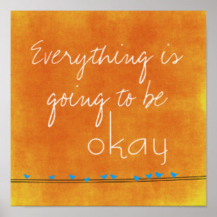 Citação Inspirativa e Pássaros no Poster de Fio