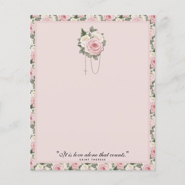 Citação Religiosa de Sta. Teresa Rosas Cor-de-Rosa (Frente)