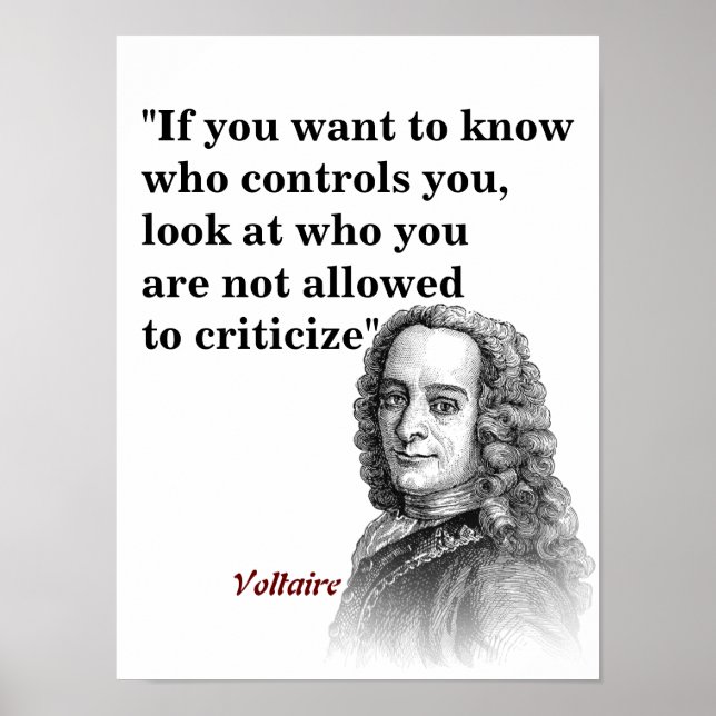 Citação Voltaire Sobre Quem Controla Você Poster (Frente)