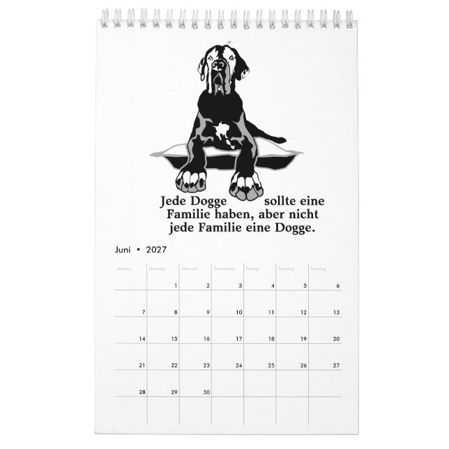 Citações do Calendário do Grande Dinamarquês branc (Jun 2027)