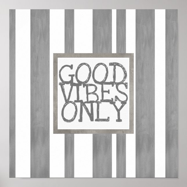 citar poster bons vibes apenas cinzas stripes (Frente)
