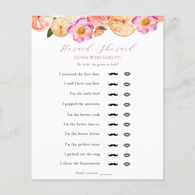 Citrino Rosa Que Ele Disse, Ela Disse Jogo De Chá  (Frente)