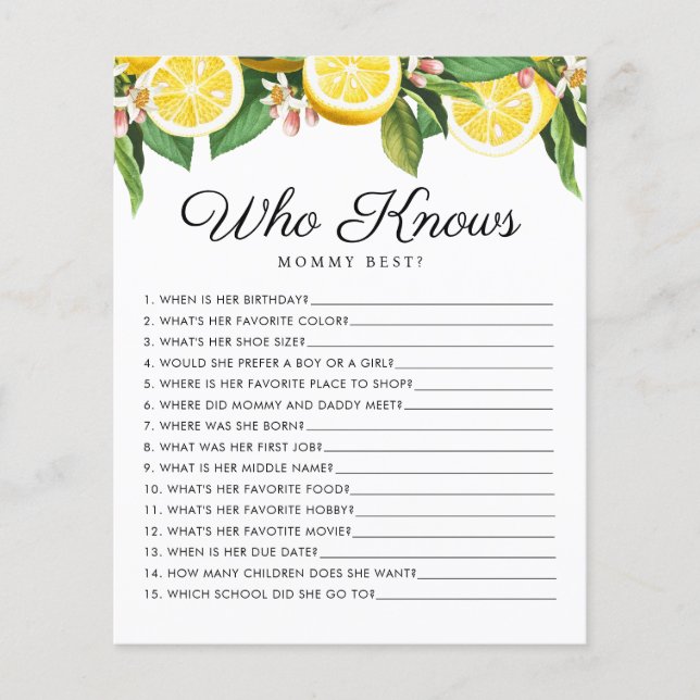 Citro Limão Que Conhece Jogo De Bebê De Mamãe (Frente)