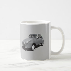 Citroën 2CV - cinzas - logotipo - caneca diy -