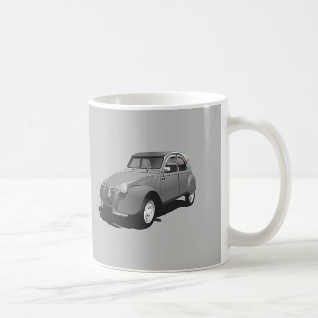 Citroën 2CV - cinzas - logotipo - caneca diy - (Direita)