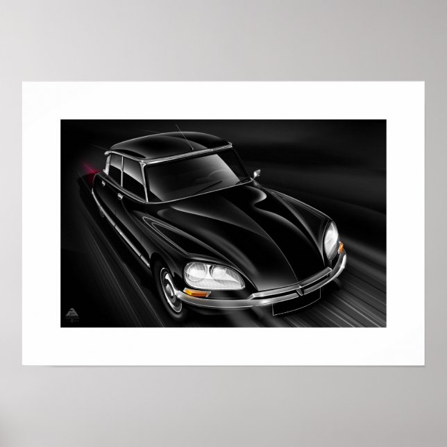 Citroen DS "À Velocidade 2" Poster ilustrada (Frente)