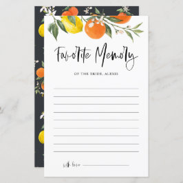 Citrus Botanical Favorite Memory of the Bride Card
