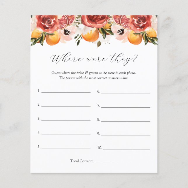 Citrus e Folhagens Onde Eles Estavam Jogo (Frente)