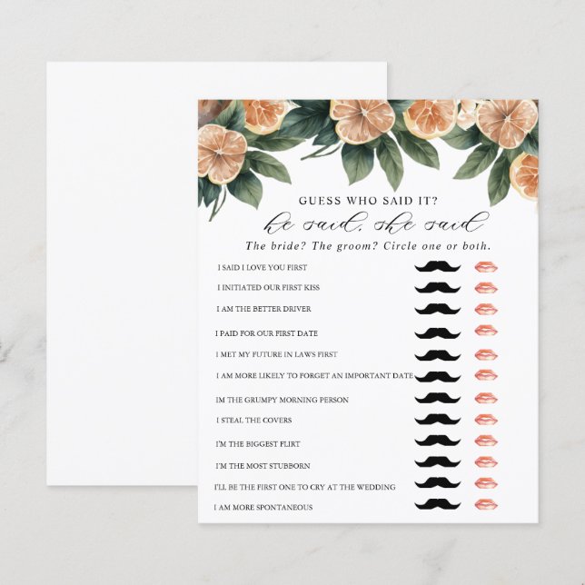 Citrus Greenery | Jogo Chá de panela (Frente/Verso)