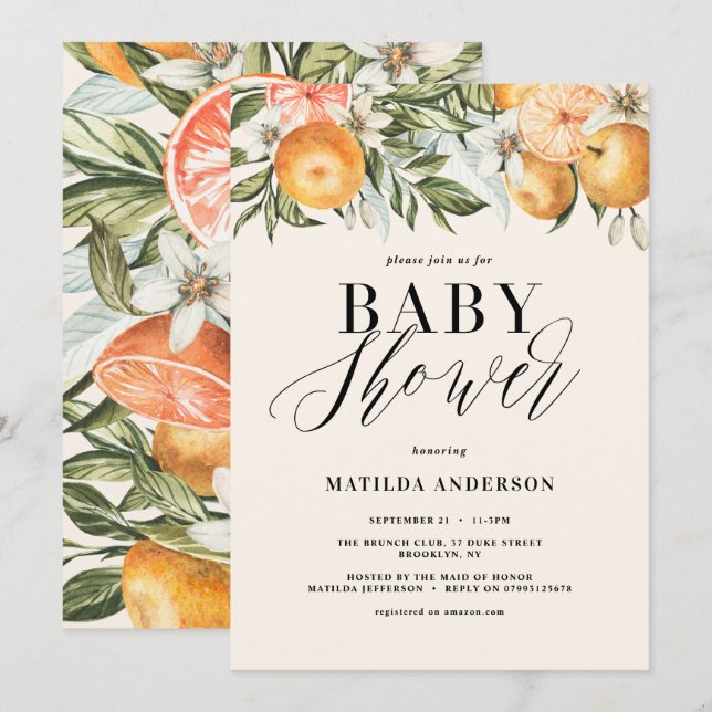 Citrus, laranja + chá de fraldas florescente (Frente/Verso)