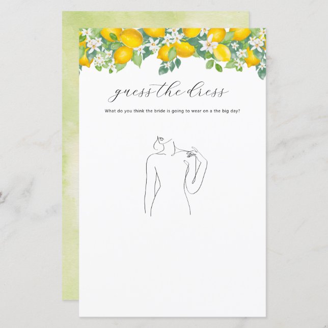 Citrus Lemon Chá de panela Adivinha O Jogo Do Vest (Frente/Verso)