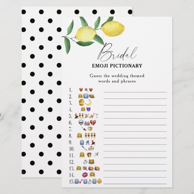 Citrus lemon - jogo pictionary de chá de panela em (Frente/Verso)