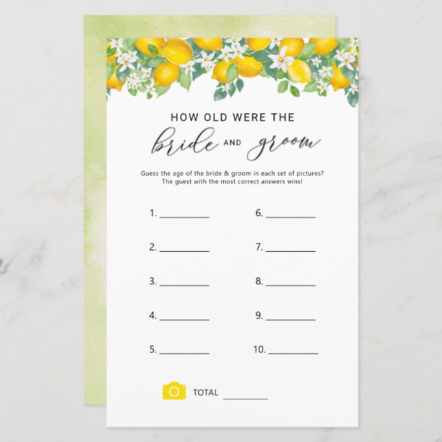 Citrus Lemon Quantos Anos Tinham O Jogo Da Noiva (Frente/Verso)