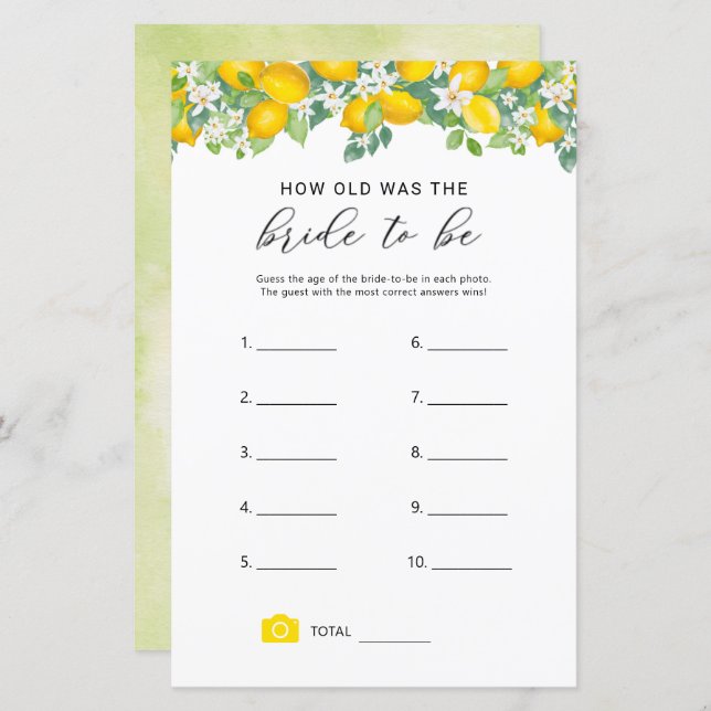 Citrus Lemon Quão Velho Era O Jogo Da Noiva (Frente/Verso)