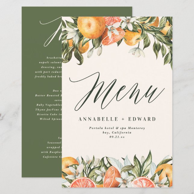 Citrus orange, fazenda rústica moderna e botânica (Frente/Verso)