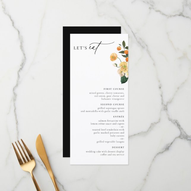 Citrus Orange Floral Menu (Frente/Verso In Situ)