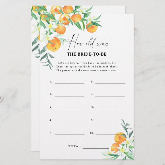 Citrus - Quantos anos tinha a noiva para ser o jog (Frente/Verso)