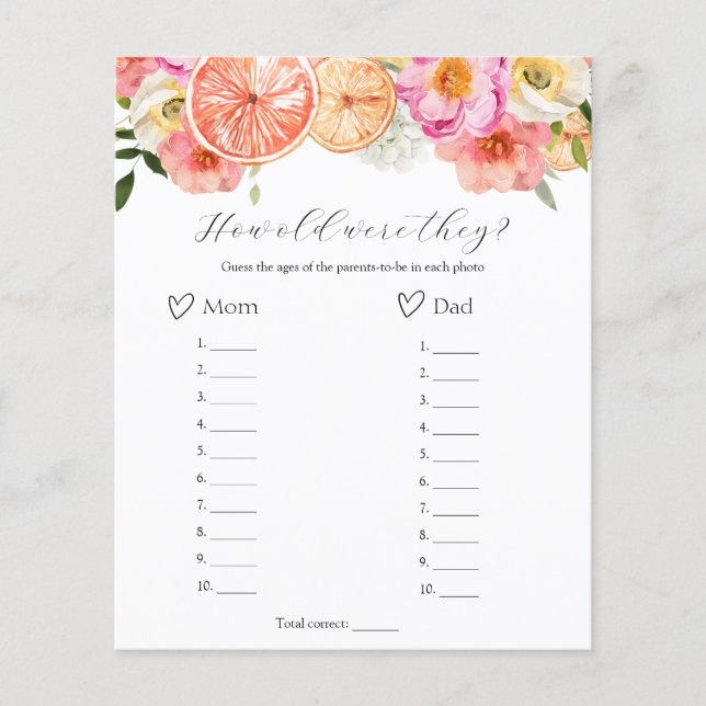 Citrus Rosa Quantos Anos Tinham O Jogo De Chá de f (Frente)