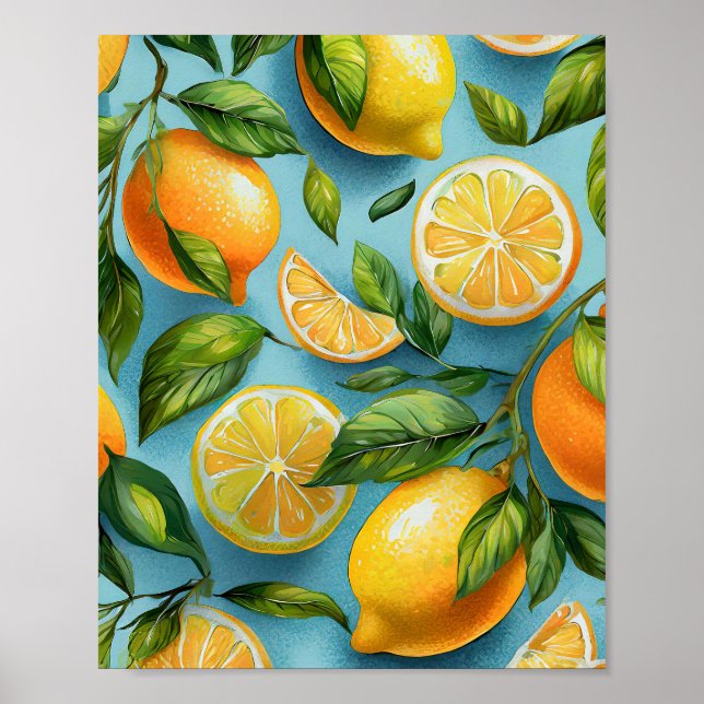 Citrus Smile Lemon Art Impressão (Frente)