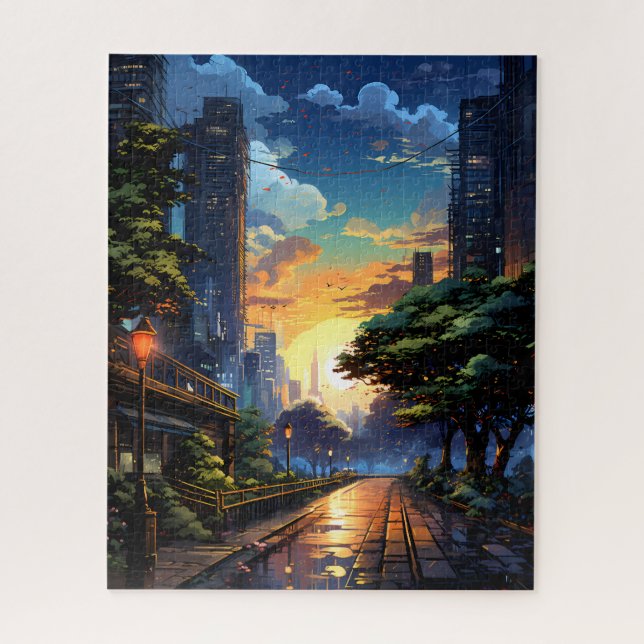City Sunset Jigsera Quebra-cabeça (Vertical)