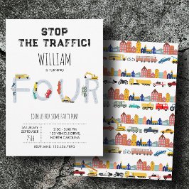 City Transportation Vehicles Truck Four Birthday