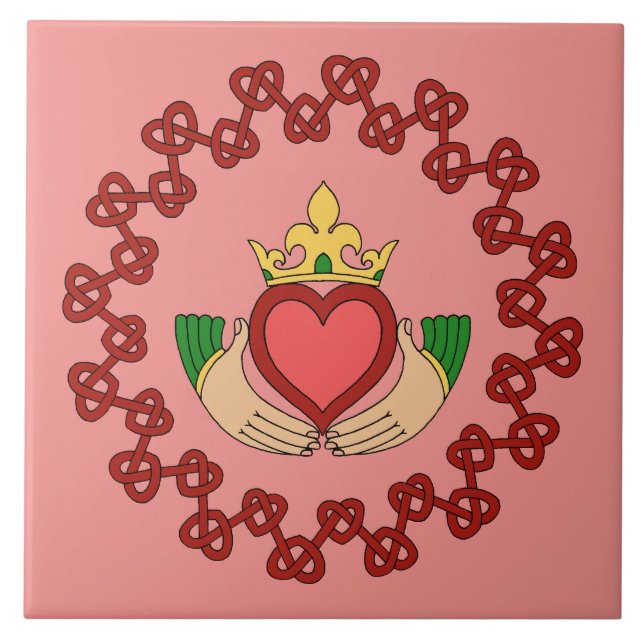 Claddagh e Red Knotwork a rosa (Frente)