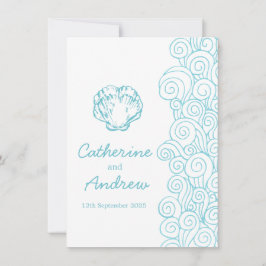 Clam shell sea espiral azul praia convite para cas