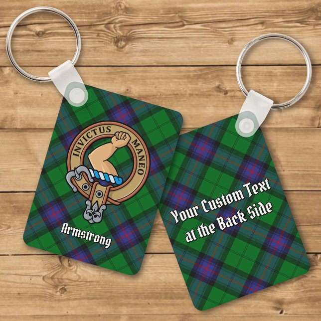 Clan Armstrong Crest sobre Tartan Chaveiro (Criador carregado)