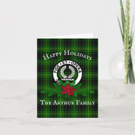 Clan Arthur Crest Crachá & Cartão de Natal Tartan