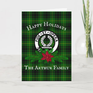 Clan Arthur Crest Crachá & Cartão de Natal Tartan
