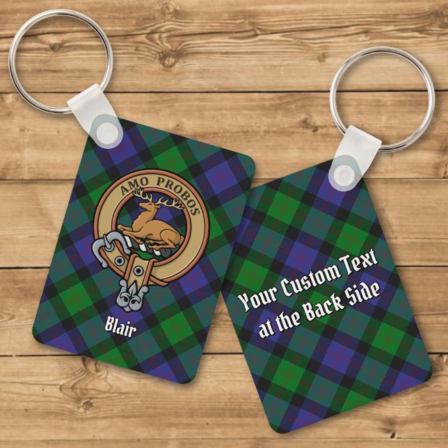 Clan Blair Crest sobre Tartan Chaveiro (Criador carregado)