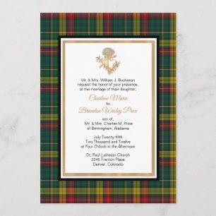 Clan Buchanan Xadrez Thistle Weding Convite