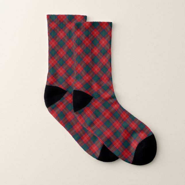 Clan Chisholm Tartan Red e Blue Xadrez Meias (Par)