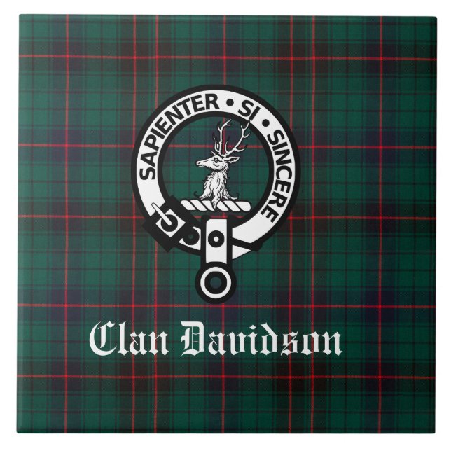Clan Davidson Crest Crachá e Tartan (Frente)
