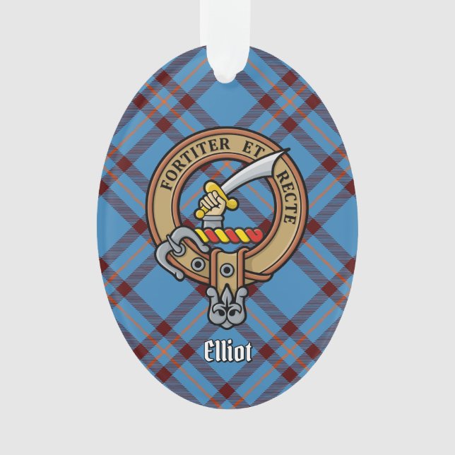 Clan Elliot Crest sobre o Antigo Ornamento do Tart (Frente)