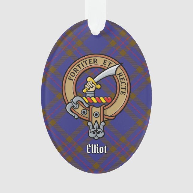 Clan Elliot Crest sobre Ornamento Moderno de Tarta (Frente)