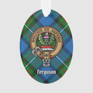 Clan Ferguson Crest sobre Ornamento de Tartan